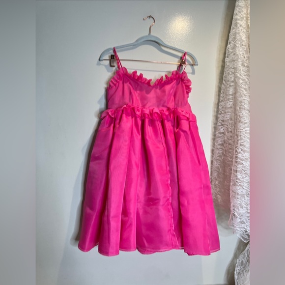 Free People SELKIE The Cali Rosebud Puff Ruffles babydoll Mini Dress Neon Pink S - Picture 5 of 7